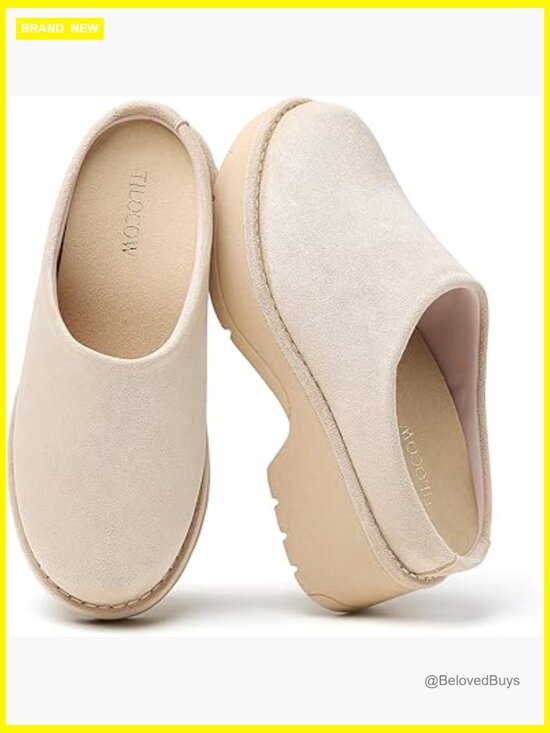 Shoes - Comfortable Platform Mules Slip-On Clogs with Arch Support